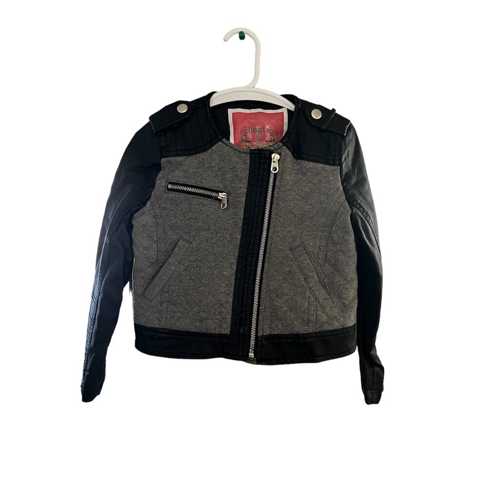Bernardo Girls Motorcycle Bomber Faux Leather Zip-Up Jacket Size 4